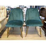 Modern pair of green upholstered dining chairs