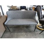 Modern grey leatherette diamond stitch upholstered 2 seater sofa on black tapered supports