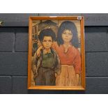 Framed print of a brother and sister by Etienne Roth
