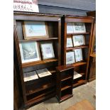 Matching pair of mahogany open front bookcases and small entertainment unit