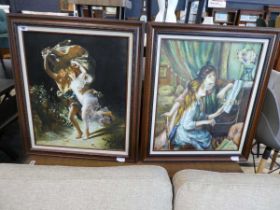 2 framed oils by E. Polito, 'sisters at a piano' in the style of Pierre-Auguste Renoir and 'The