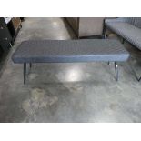 Modern dark grey leatherette diamond stitch upholstered 2 seater bench on black tapered supports