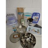 +VAT Tupperware, bamboo chopping boards, lunchboxes, Royal Worcester travel mug, Thermos,