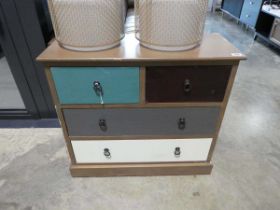 Modern chest of 2 over 2 drawers with multi coloured drawer fronts