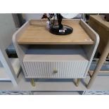 Modern 2 tone grey single drawer nightstand with pine effect surface plus limed wood single drawer