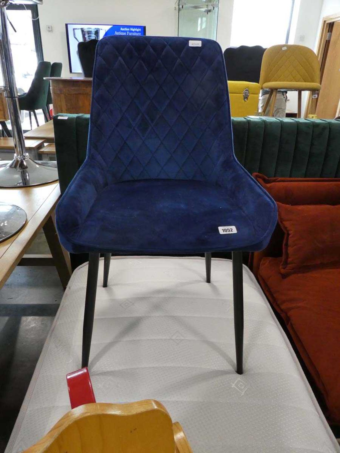 Modern blue diamond stitch upholstered dining chair