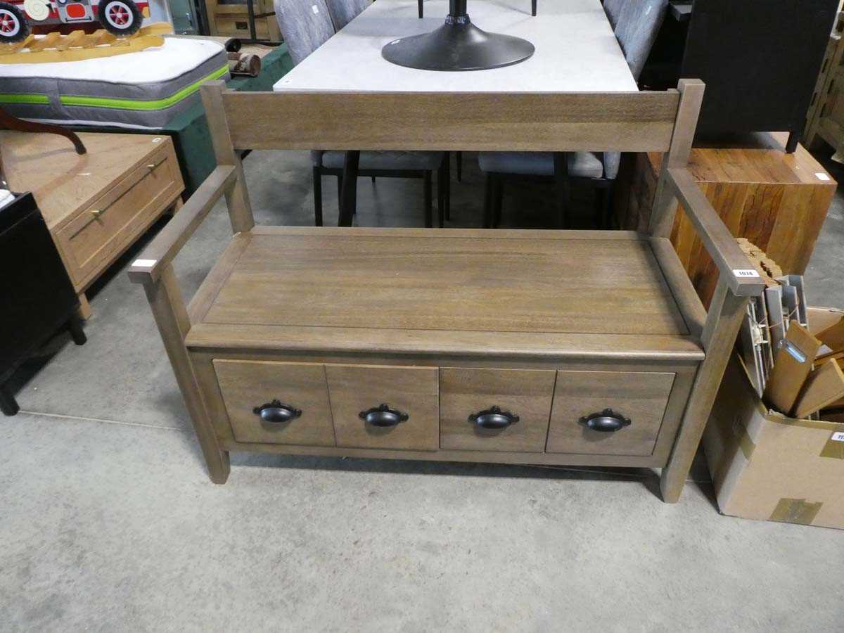 Hardwood bench with 2 deep drawers