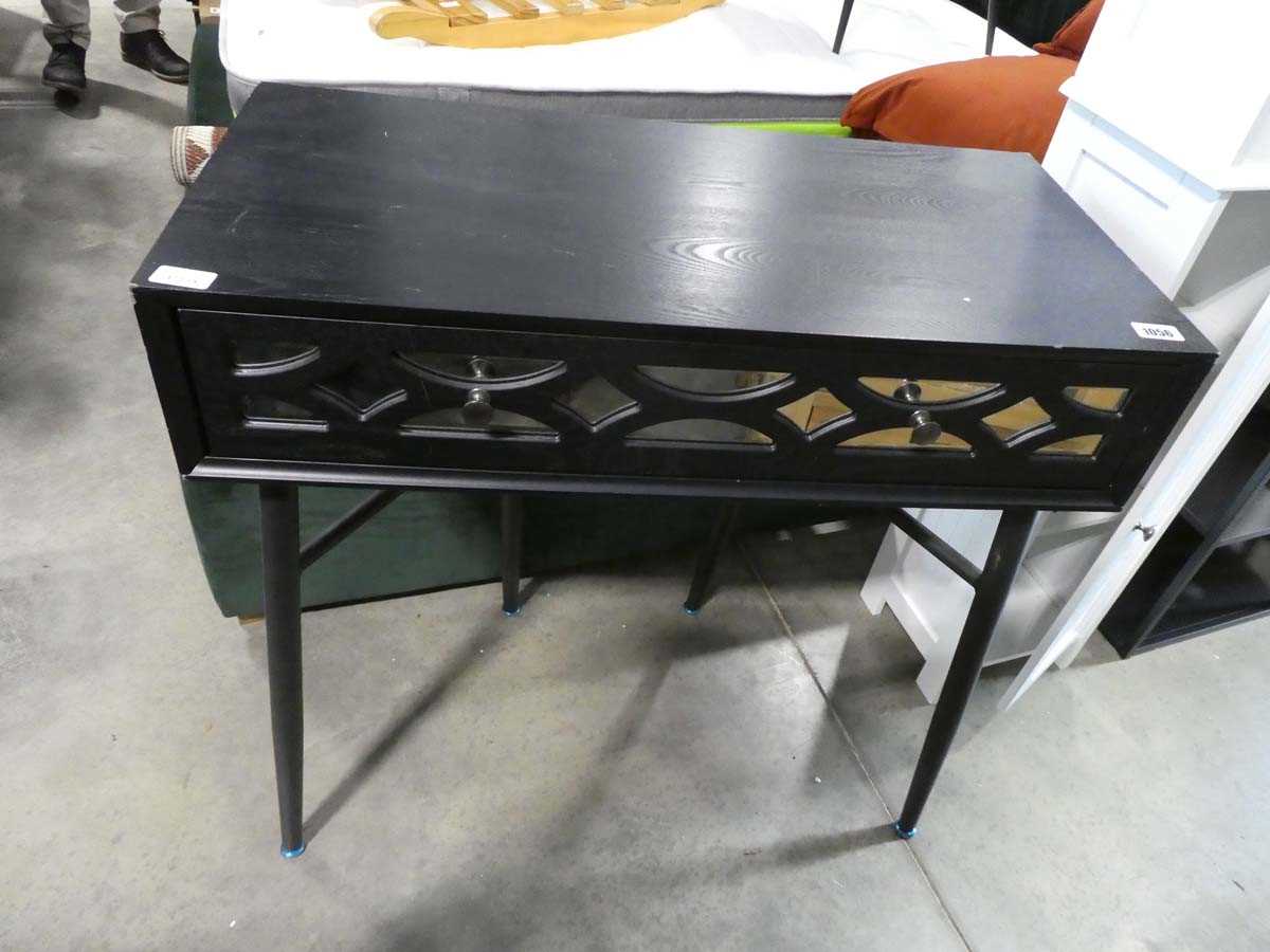 Modern black mirror front single drawer side table