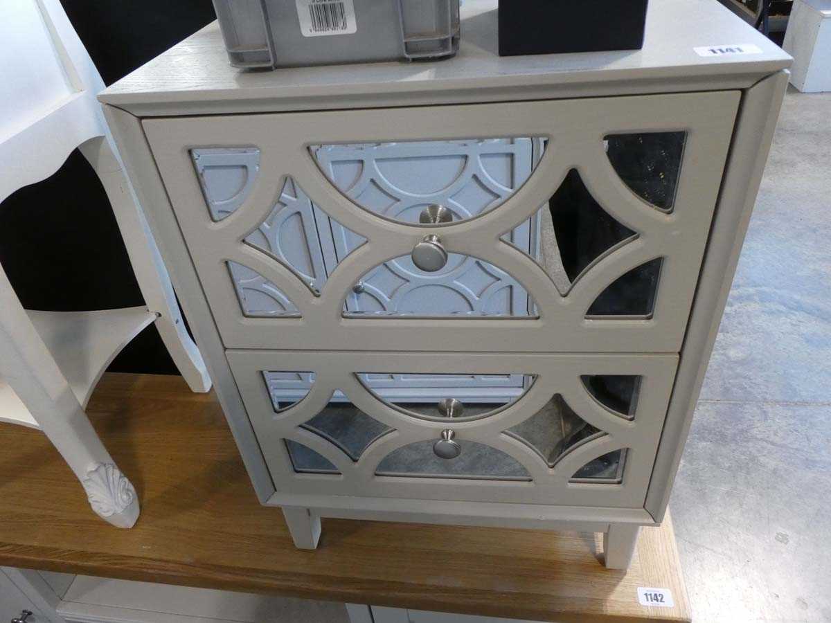 Modern grey night stand with 2 mirrored drawers