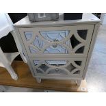 Modern grey night stand with 2 mirrored drawers