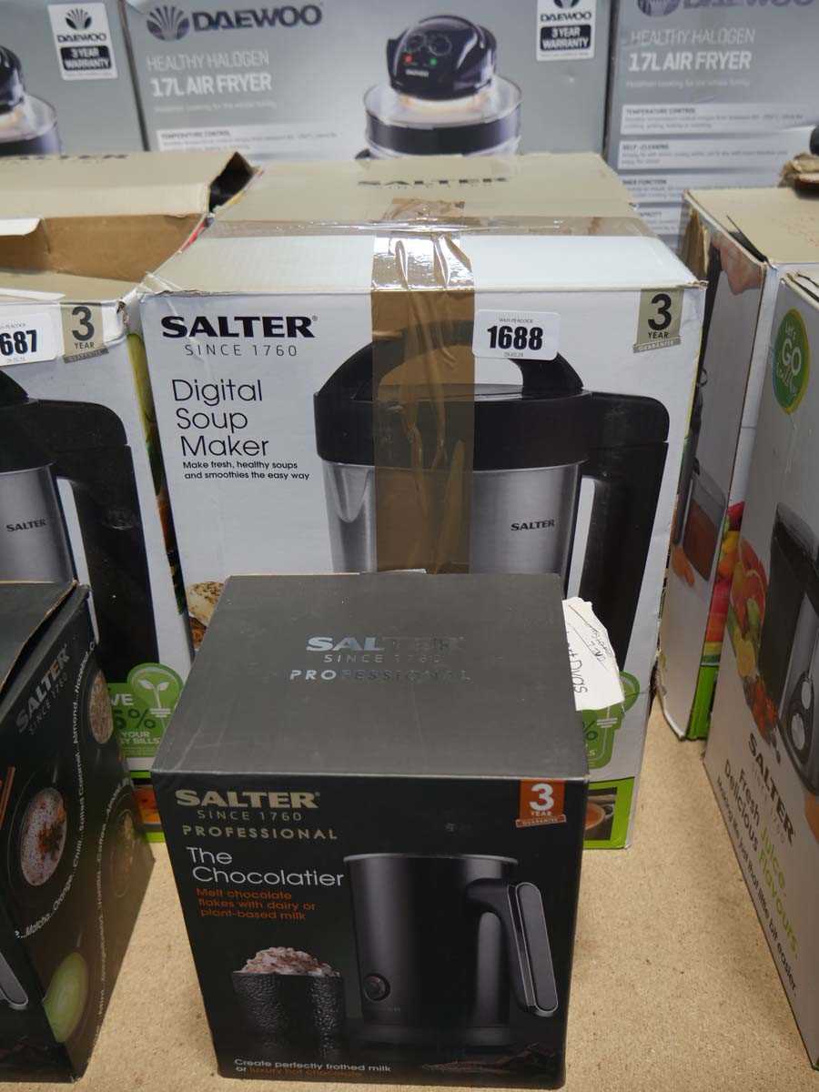 2 Salter digital soup makers with Salter The Chocolatier