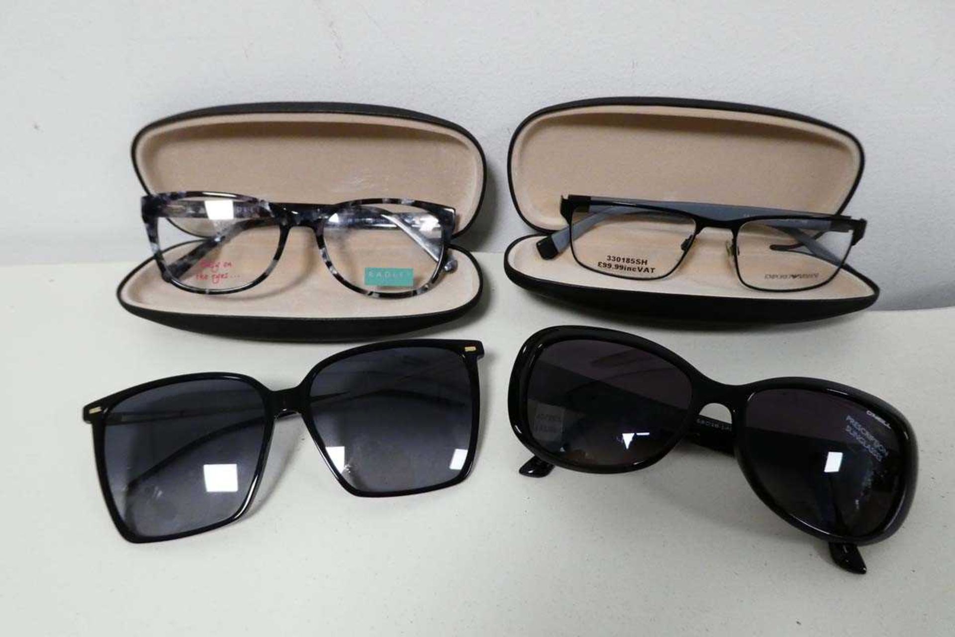 +VAT 4 various designer glasses to include Emporio Armani reading glasses, Radley reading glasses,