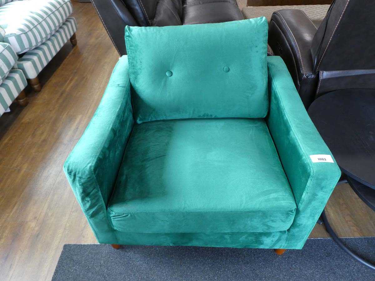 +VAT Modern bright green suede upholstered easy chair