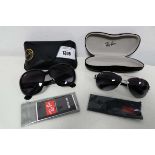 +VAT 2 pairs of Ray-Ban designer sunglasses (both with case and cleansing cloths)
