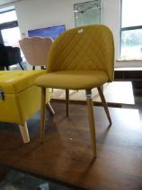 Modern yellow diamond stitch upholstered dining chair