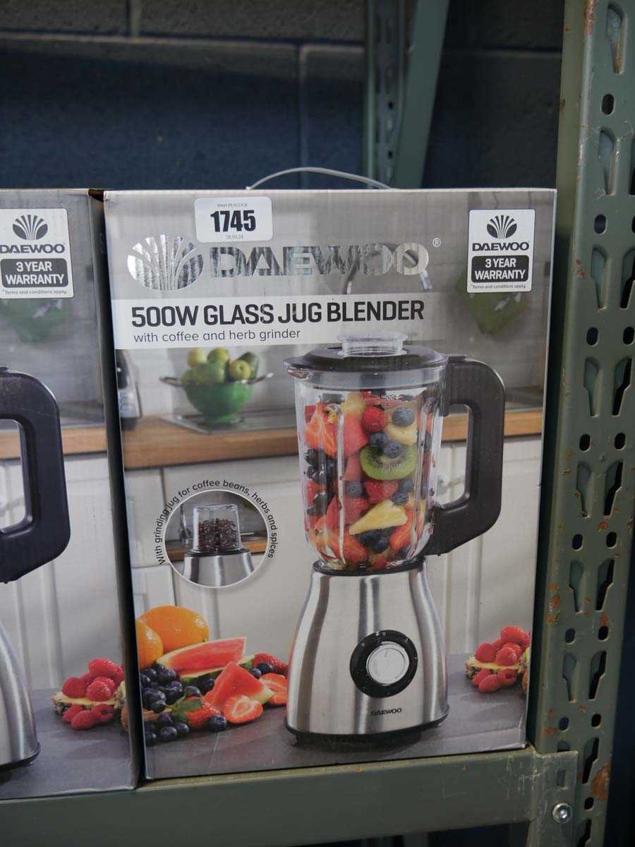 3 Daewoo 500W glass jug blenders