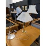 3 assorted lights, includes a brass effect table lamp by Cresswell