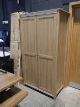 Modern 2 tone hardwood finish double door wardrobe