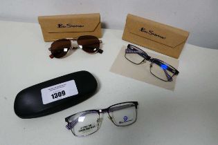 +VAT 2 pairs of Ben Sherman designer reading glasses together with 1 pair of Ben Sherman designer