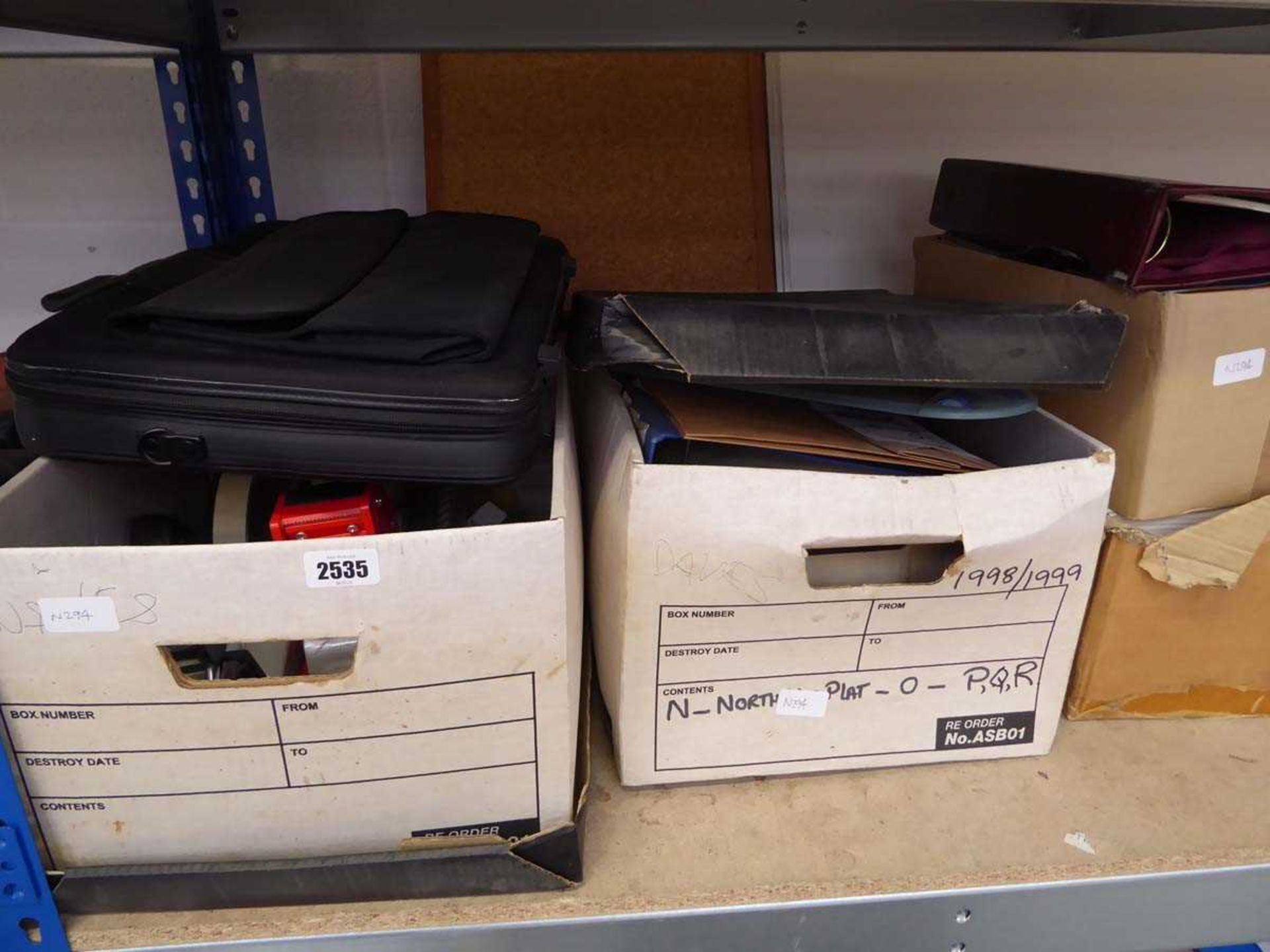 2 shelves containing mixed stationery supplies incl. staplers, hole punchers, tape guns, various - Image 2 of 6
