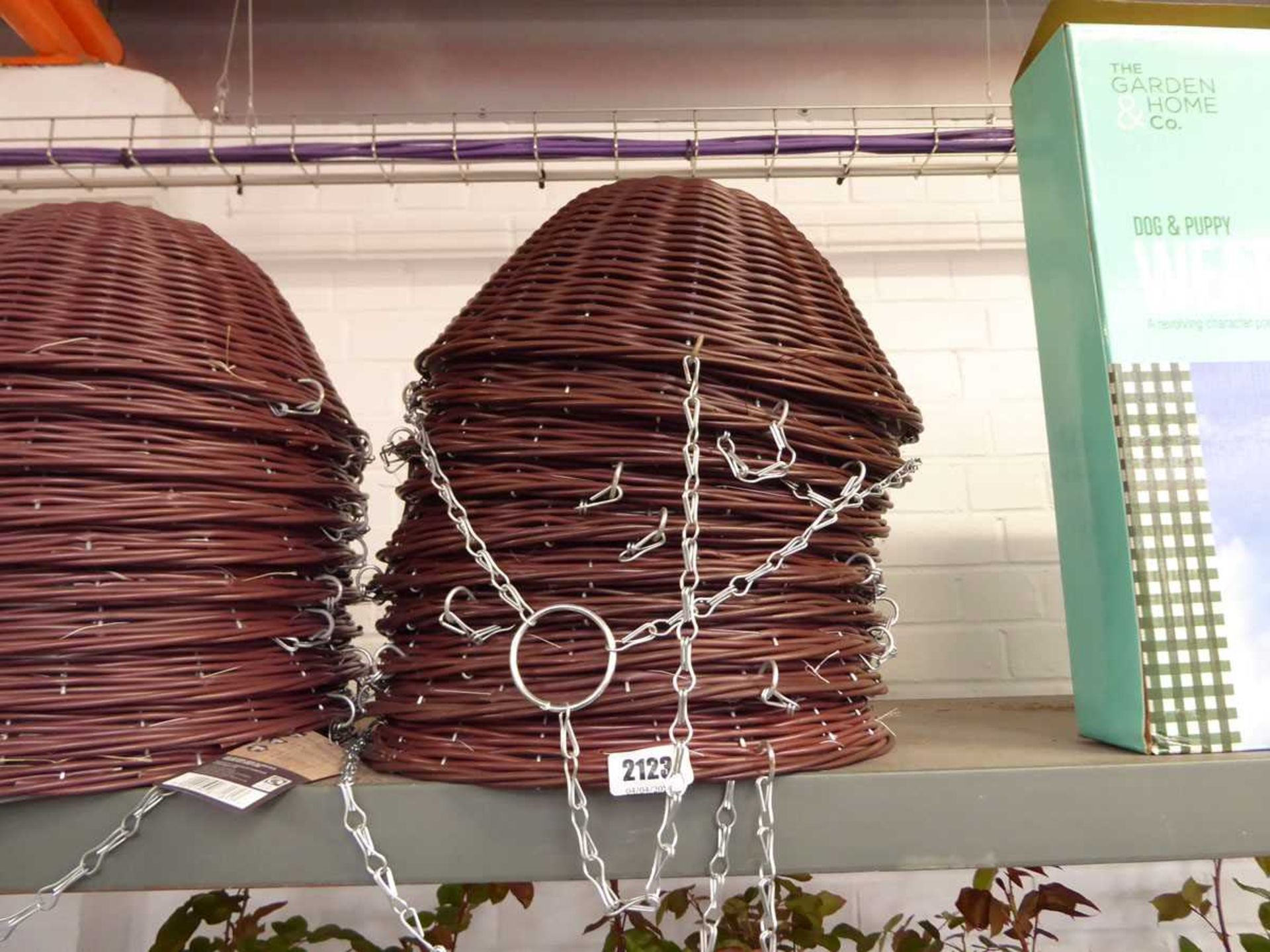 10 brown rattan 35cm hanging baskets