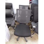 +VAT 2 black fabric seated grey mesh backed office armchairs