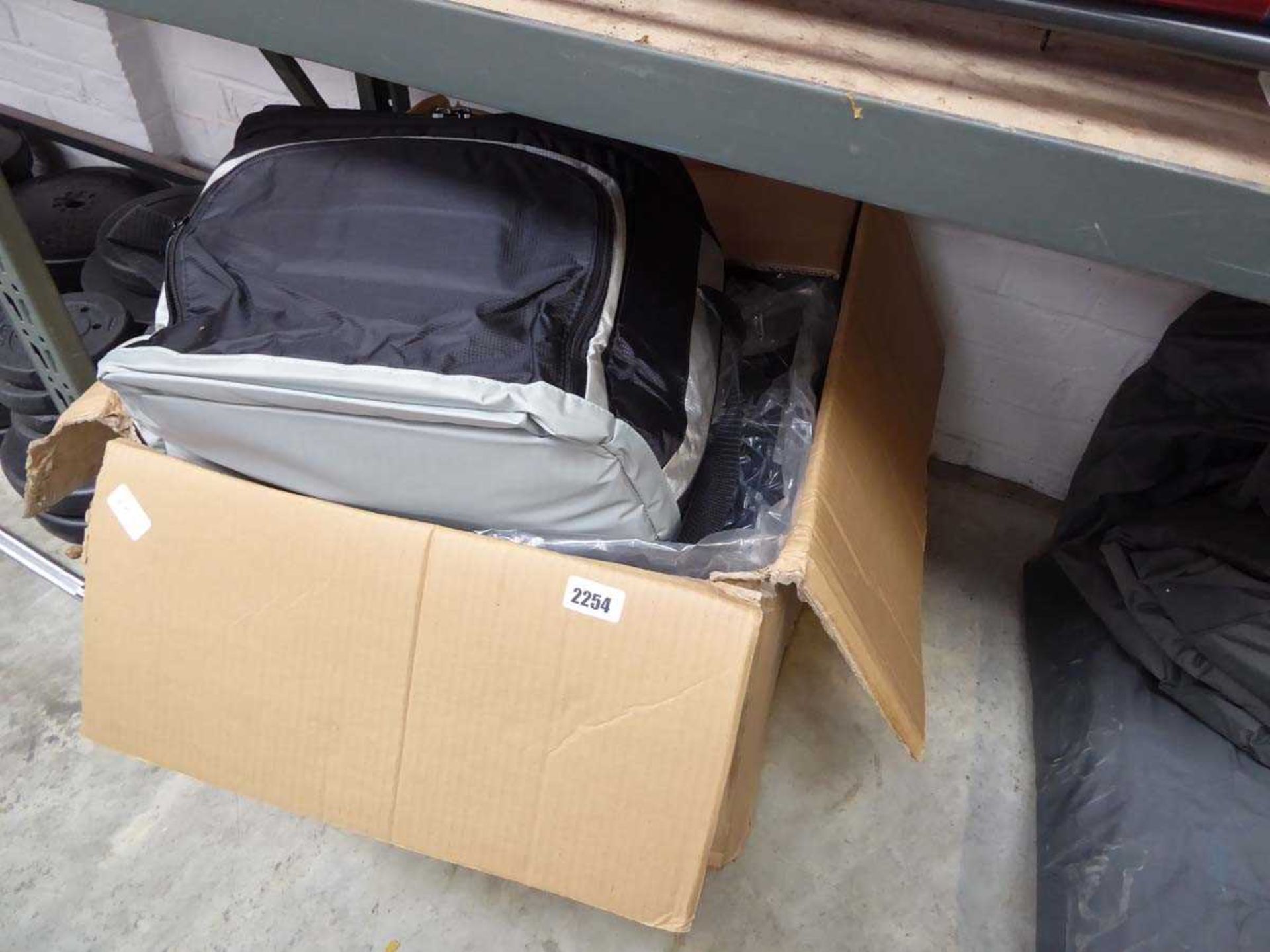 Box containing approximately 24 black and silver thermo insulated cool bags