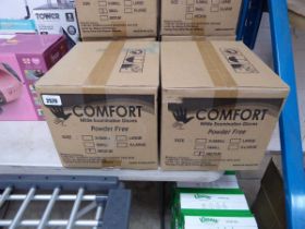2 boxes containing 20 packs of 100 Comfort powder free nitrile examination gloves (size M)