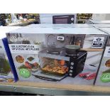 Boxed Daewoo 32L electric oven with dual hot plates