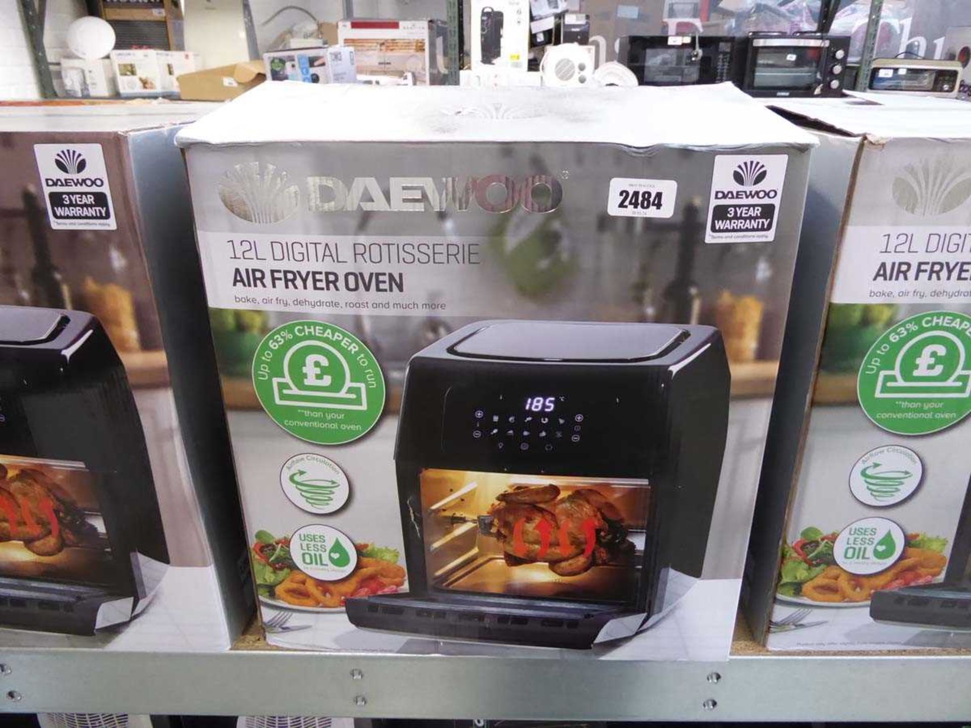 Boxed Daewoo 12L digital rotisserie air fryer oven