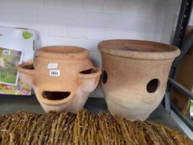 2 terracotta strawberry planters