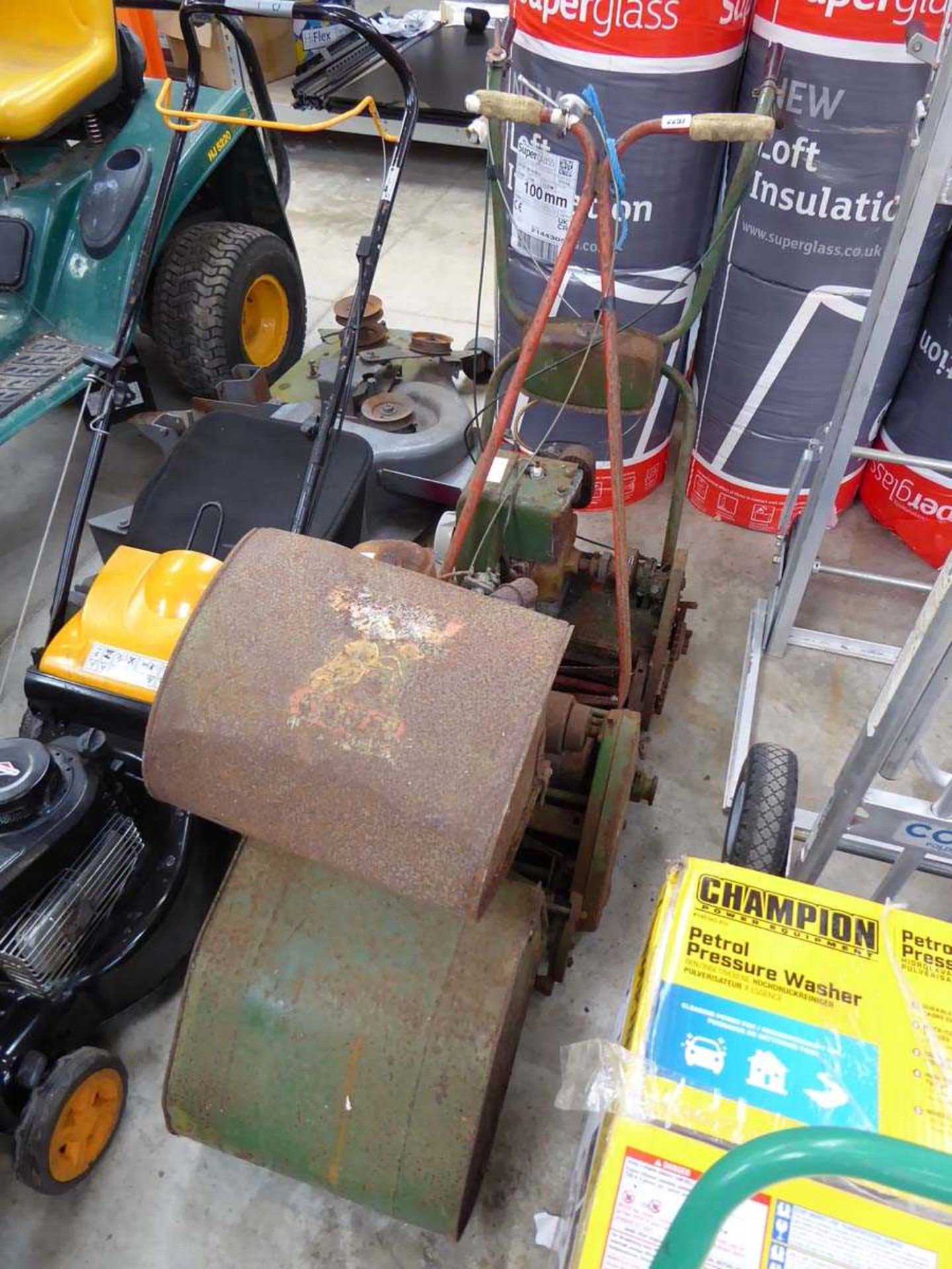 2 vintage petrol cylindrical mowers