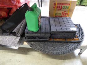 +VAT Quantity of various garden mats with black click together deck tiles