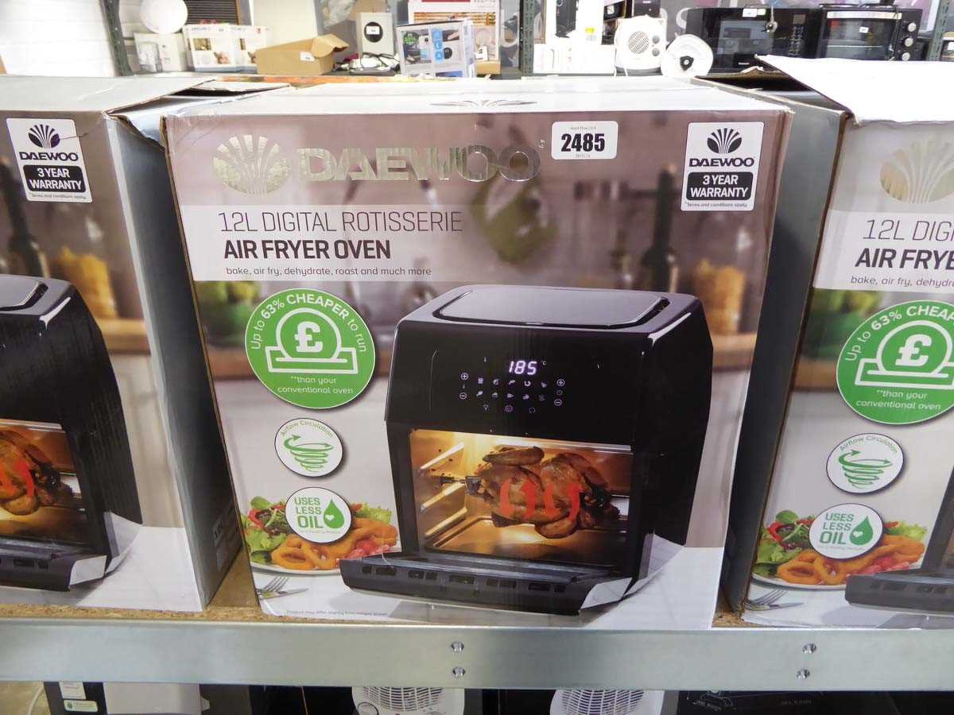 Boxed Daewoo 12L digital rotisserie air fryer oven