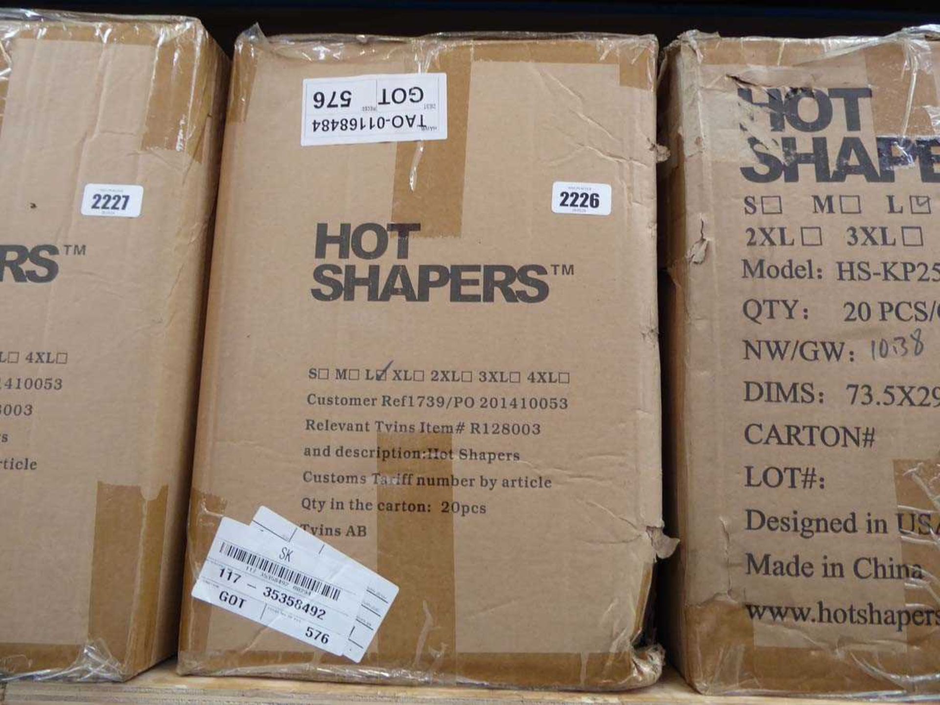 Box containing 20 Neotex hot shaper power knee pants sets (size L)