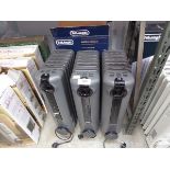 +VAT 2 De'Londhi Radia S electric oil filled radiators, together with 2 small De'Longhi electric oil