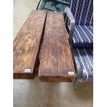 Burnt stained pine garden bench