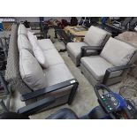 +VAT Grey rattan 3 piece outdoor seating set comprising 3 seater sofa and 2 armchairs (each with