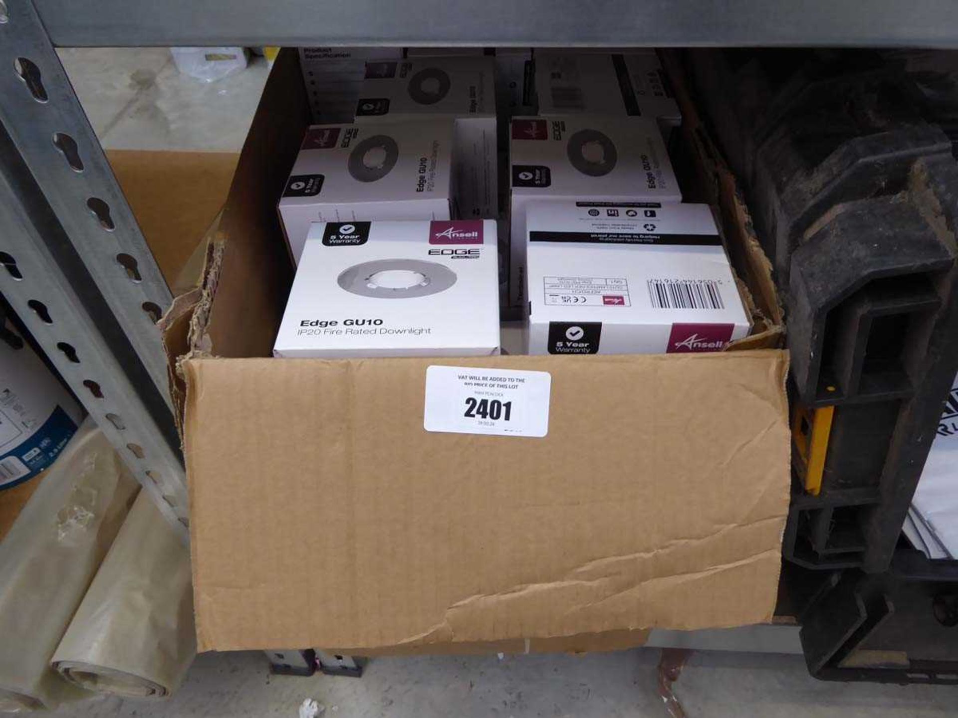 +VAT Box containing a large quantity of Ansell fire rated downlights