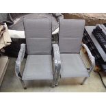 Pair of grey aluminium garden armchairs