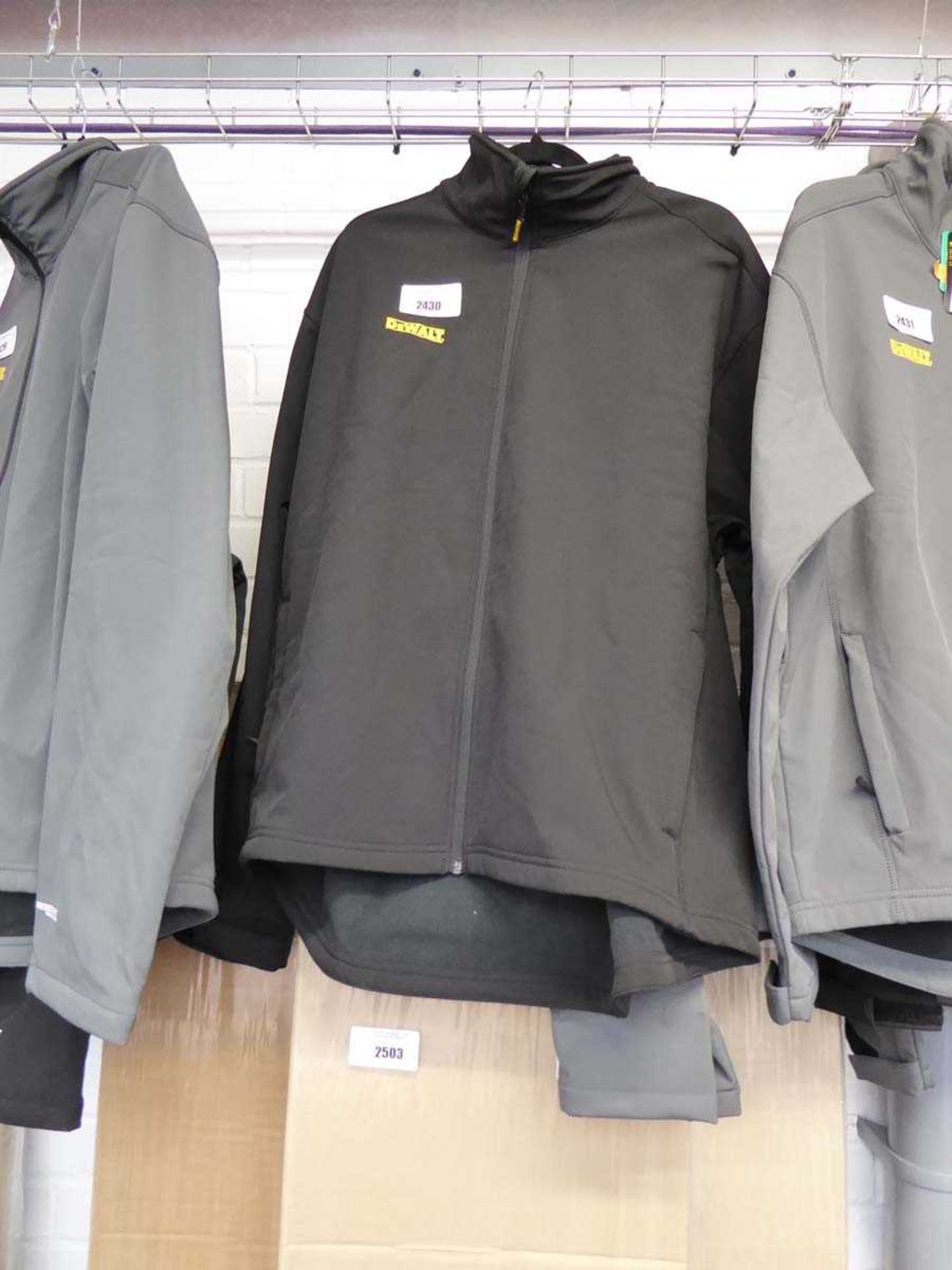 +VAT 2 DeWalt full zip waterproof work jackets in black and grey (size XXL)