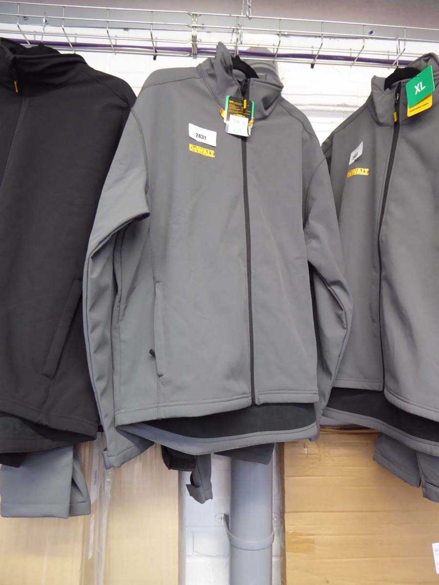 +VAT 2 DeWalt full zip waterproof work jackets in grey (size XL)
