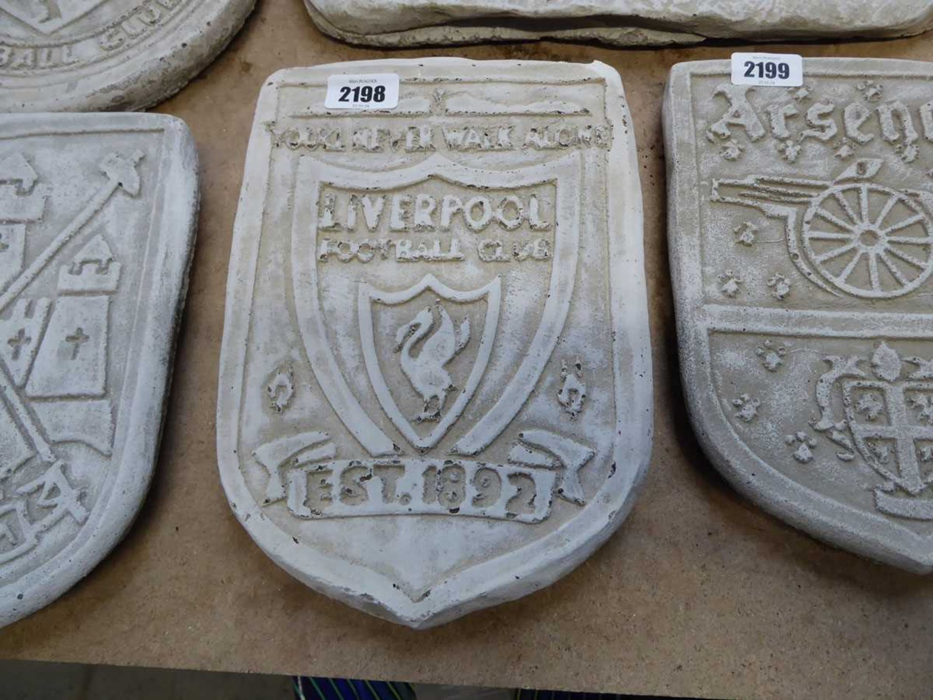 Concrete Manchester United Football Club plaque with concrete Liverpool Football Club wall plaque - Image 2 of 2