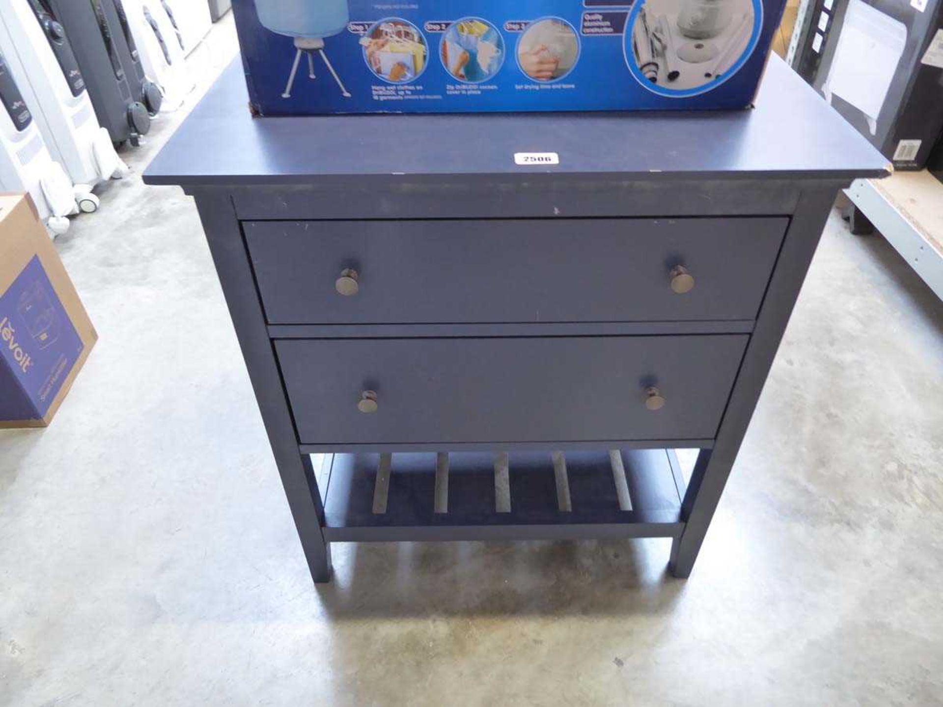 Blue wooden 2 drawer vanity unit