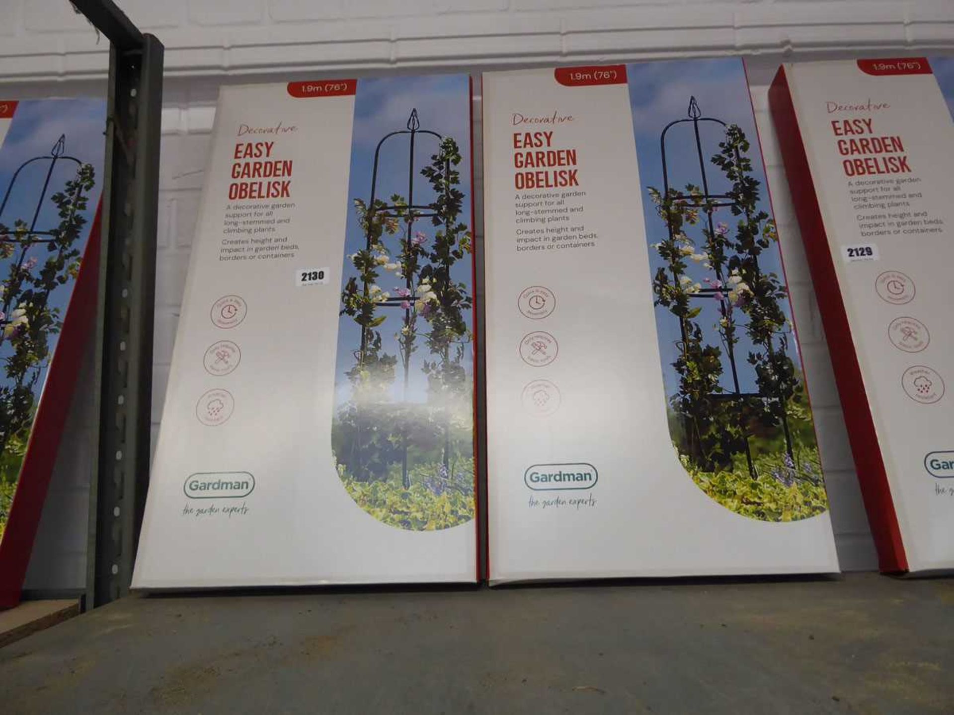 2 boxed 1.9m decorative garden obelisks