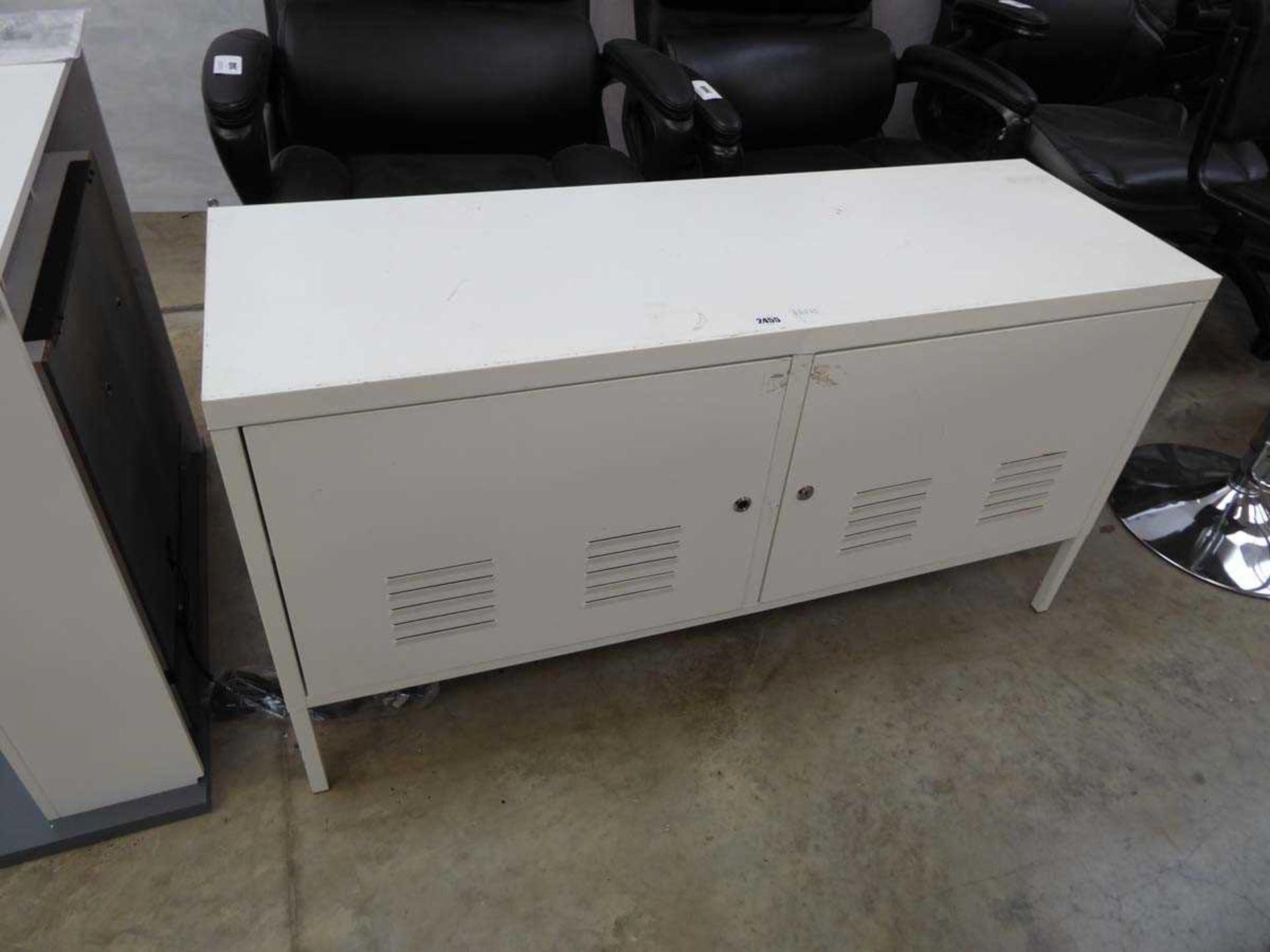 Low 2 door metal white cabinet