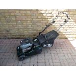 Hayter Harrier 41 self propelled petrol lawn mower with rear roller attachments