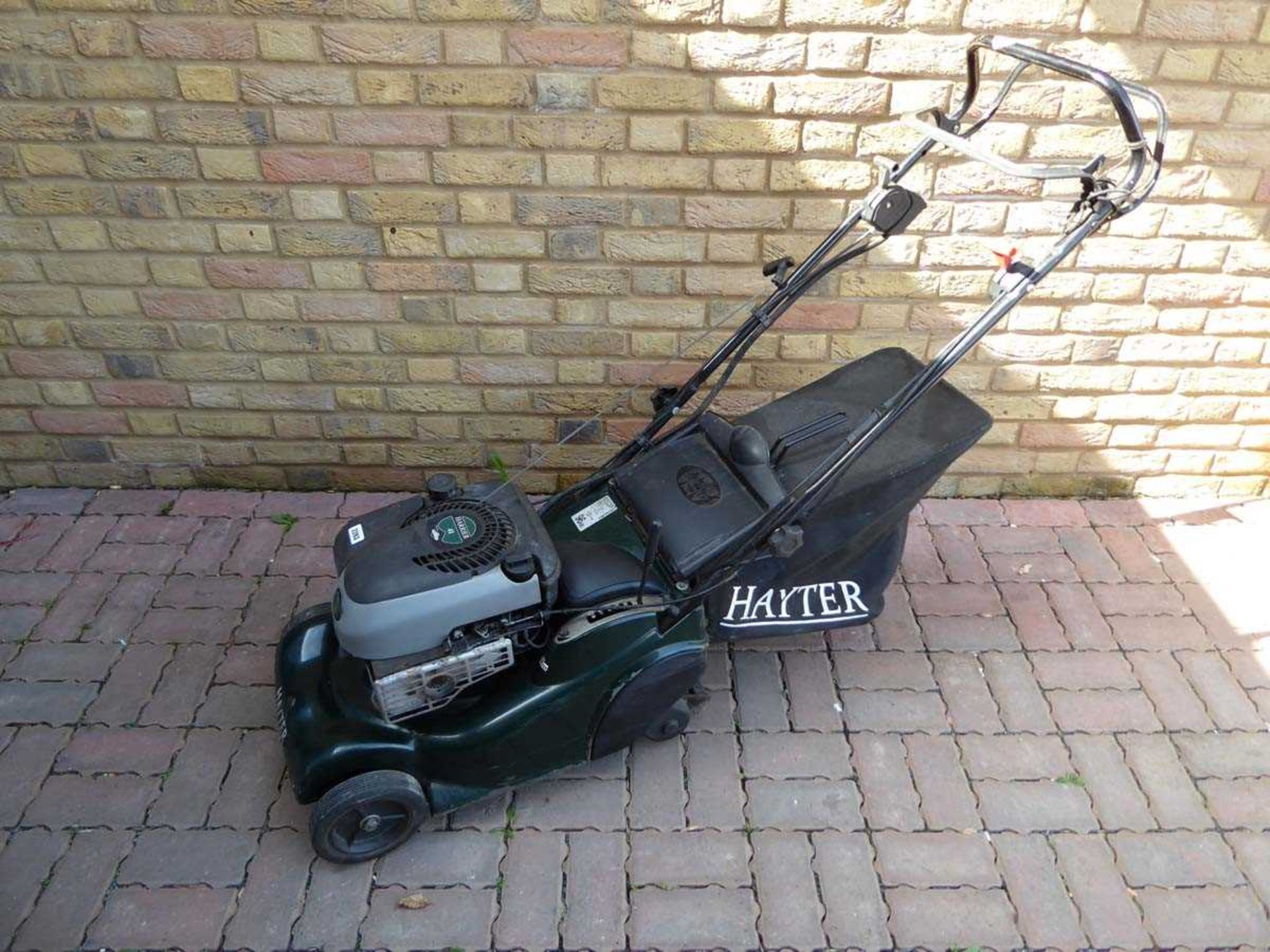 Hayter Harrier 41 self propelled petrol lawn mower with rear roller attachments