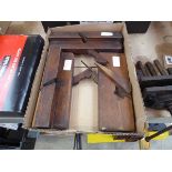 Shallow crate containing 3 vintage carpentry planes