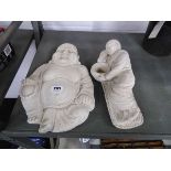 Pair of concrete Buddha plaques